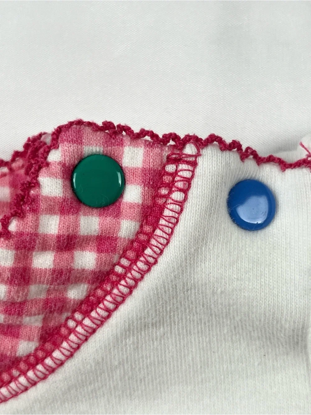 Gymboree 90s White Gingham Trim Vintage Top Rainbow Tag 100% Cotton Infant 6-12
